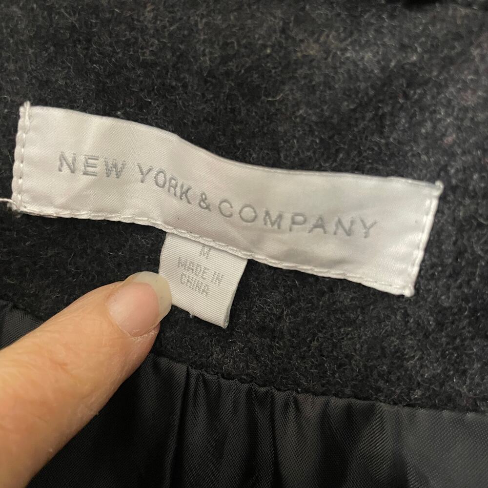 NEW York & Company Pea coat Gray Size Medium Belted and Double Breasted - Picture 8 of 10